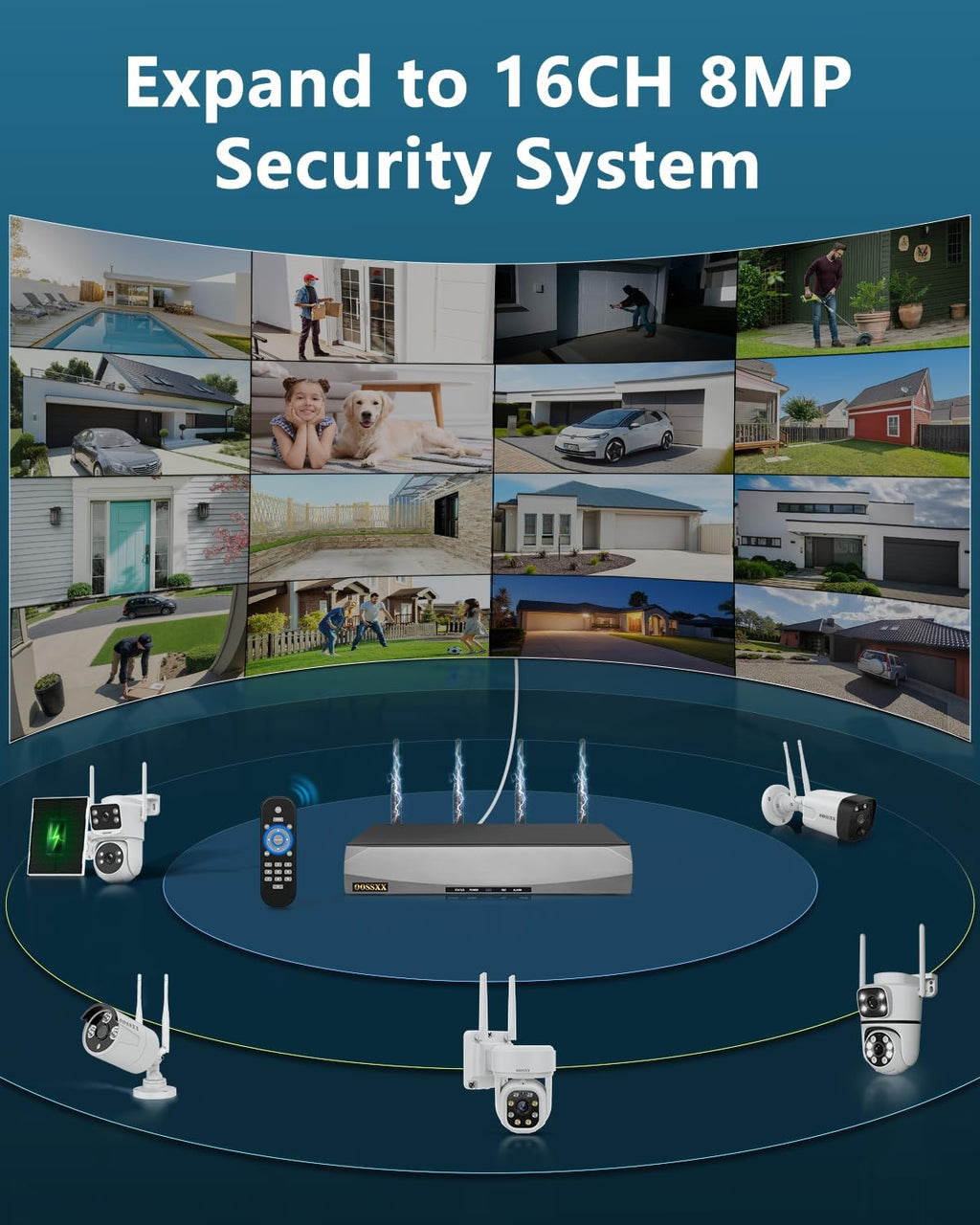 (2026 New) 4K Wireless Security Camera System Outdoor, Long Range +76% WiFi, Dual Antennas Cameras & 4-Antenna NVR, PIR Human Detection, 130° Wide Angle, 2-Way Audio, No Monthly Fee