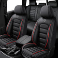 5 Seat Covers for Mini Cooper/Countryman/One Leather Car Seat Covers Waterproof Non-Slip Soft Seat Protectors Comfort Auto Seat Covers with Airbag（Standard,Black+Red Bars）