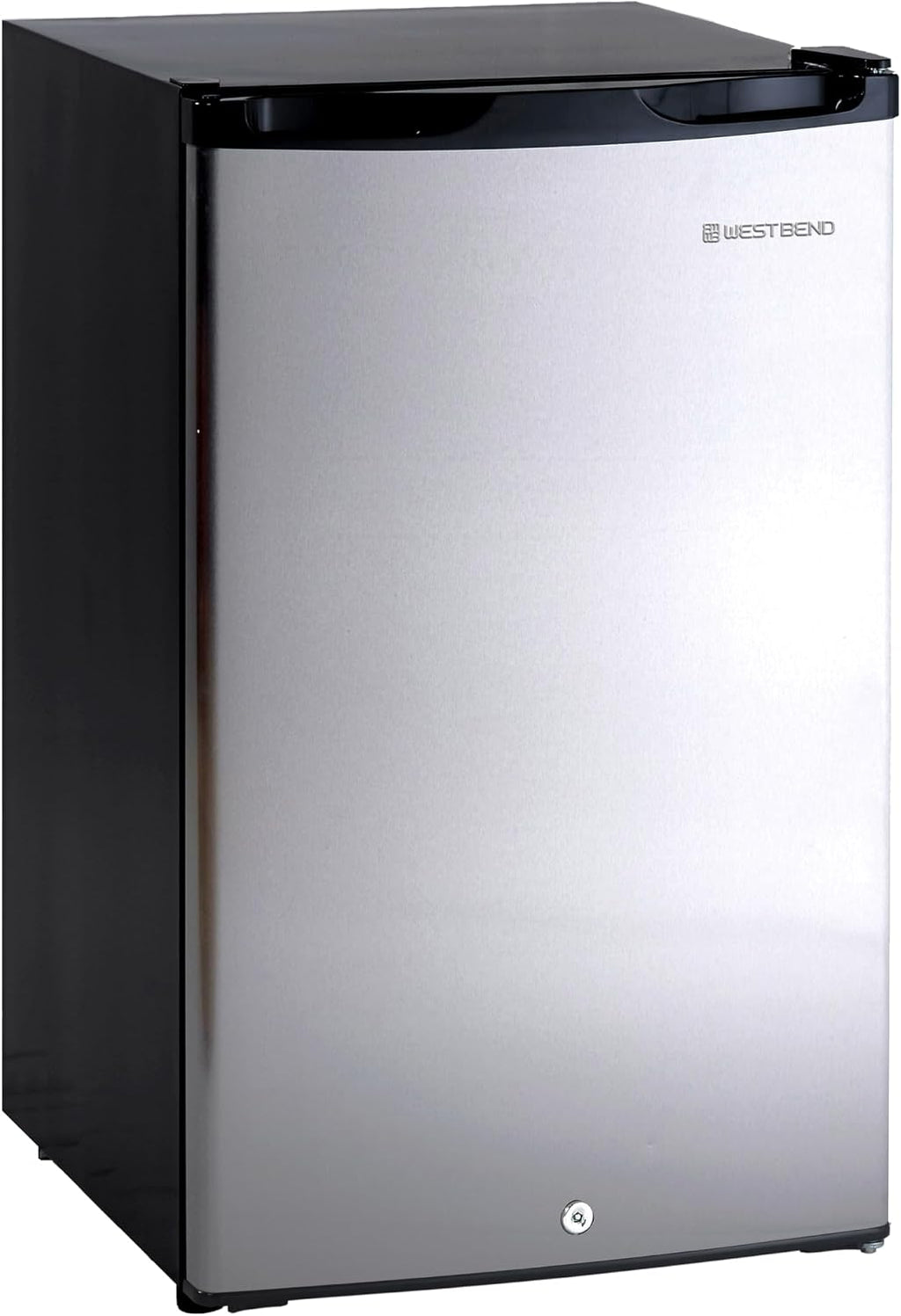 West Bend Mini Fridge Compact Refrigerator for Home Office or Dorm, Auto Defrost with Reversible Door, Energy Star Rated, 4.4-Cu.Ft., Stainless Steel