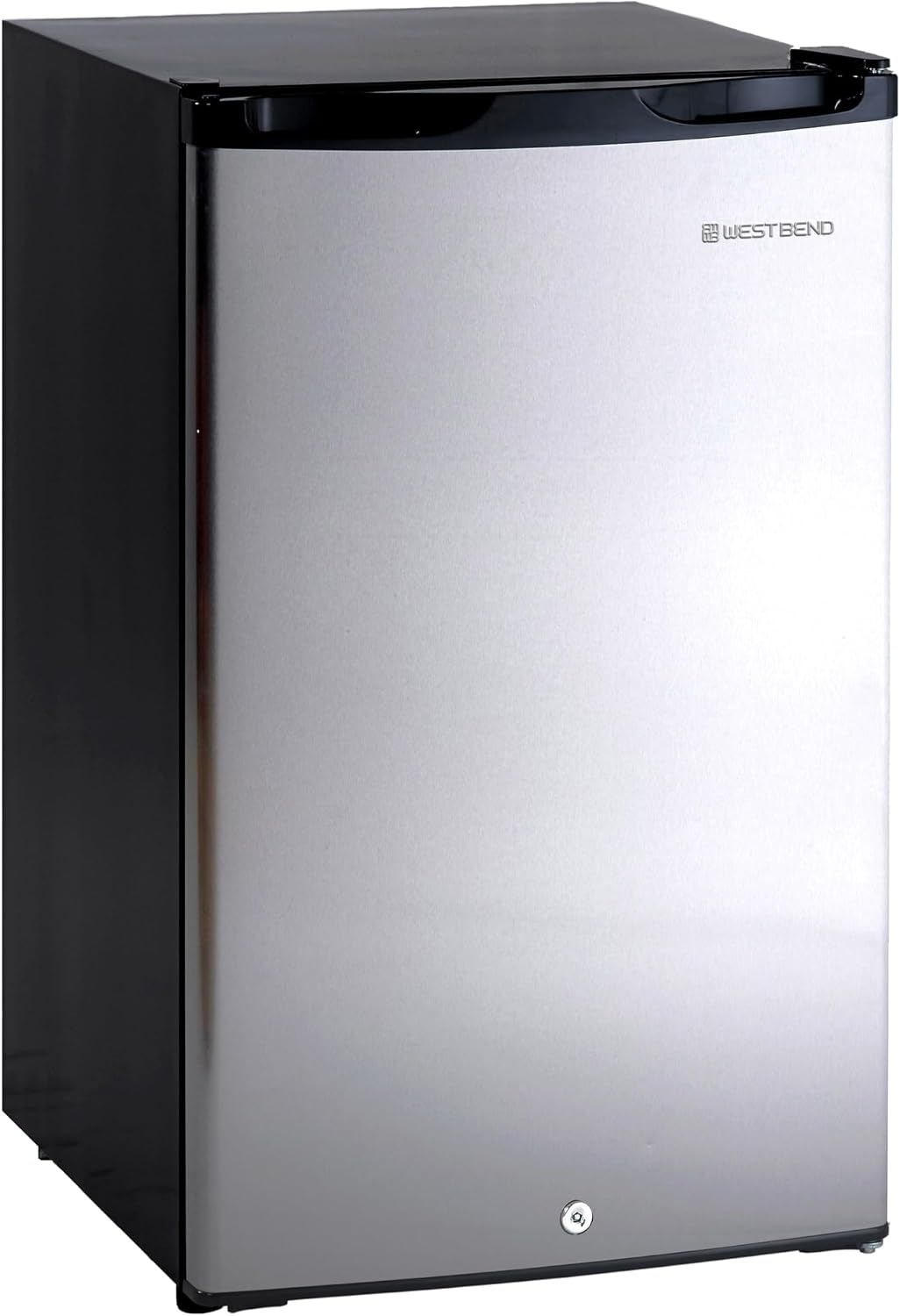 West Bend Mini Fridge Compact Refrigerator for Home Office or Dorm, Auto Defrost with Reversible Door, Energy Star Rated, 4.4-Cu.Ft., Stainless Steel
