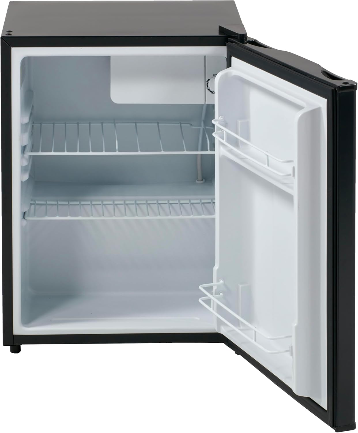 Avanti Mini Fridge Compact Refrigerator for Home Office or Dorm, Features Single Reversible Door Removable Shelves Automatic Defrost and Adjustable Temperature Control, 2.4-Cu.Ft, Black