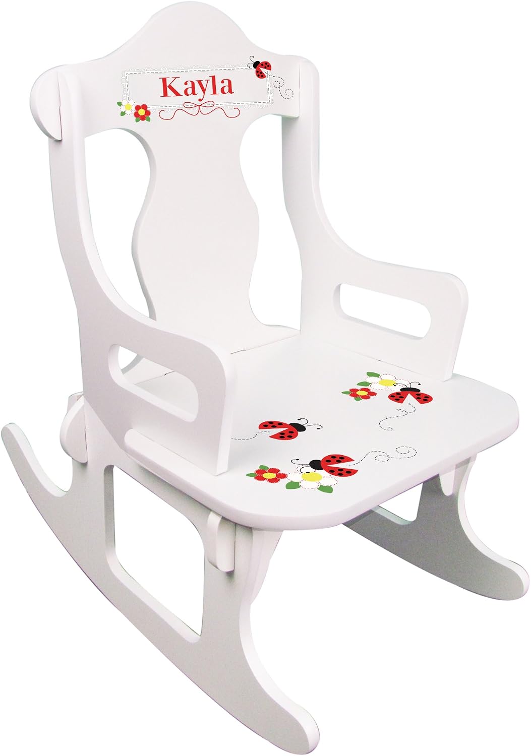 My Bambino Personalized Wooden Rocking Chair for Kids | Child's Puzzle Rocking Chair (Red Ladybug) | Custom Name Toddler Chair | Baby Shower & Birthday Gift