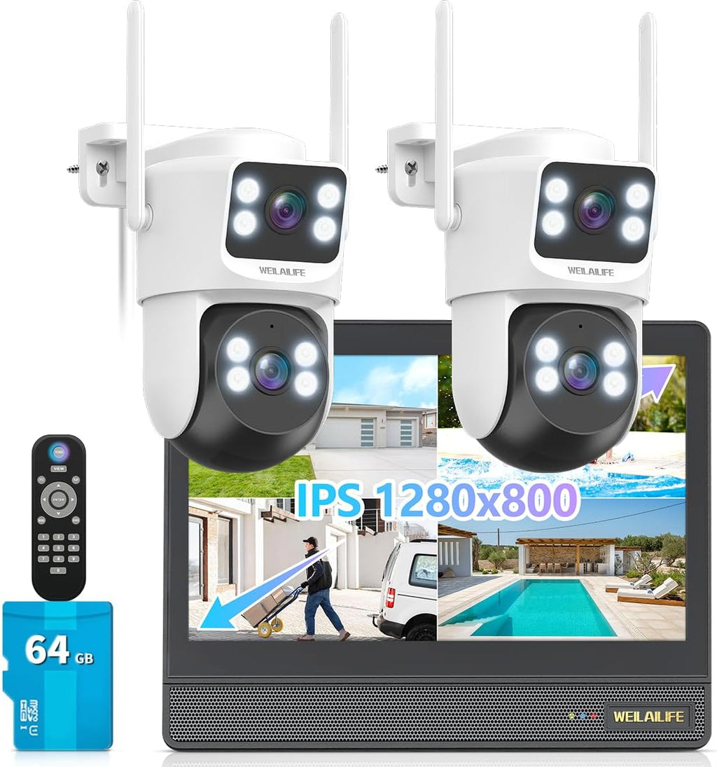 【All-in-One Security System】 4MP PTZ Security Cameras Wireless Outdoor, WiFi Home Security Camera System, Video Surveillance DVR Kits