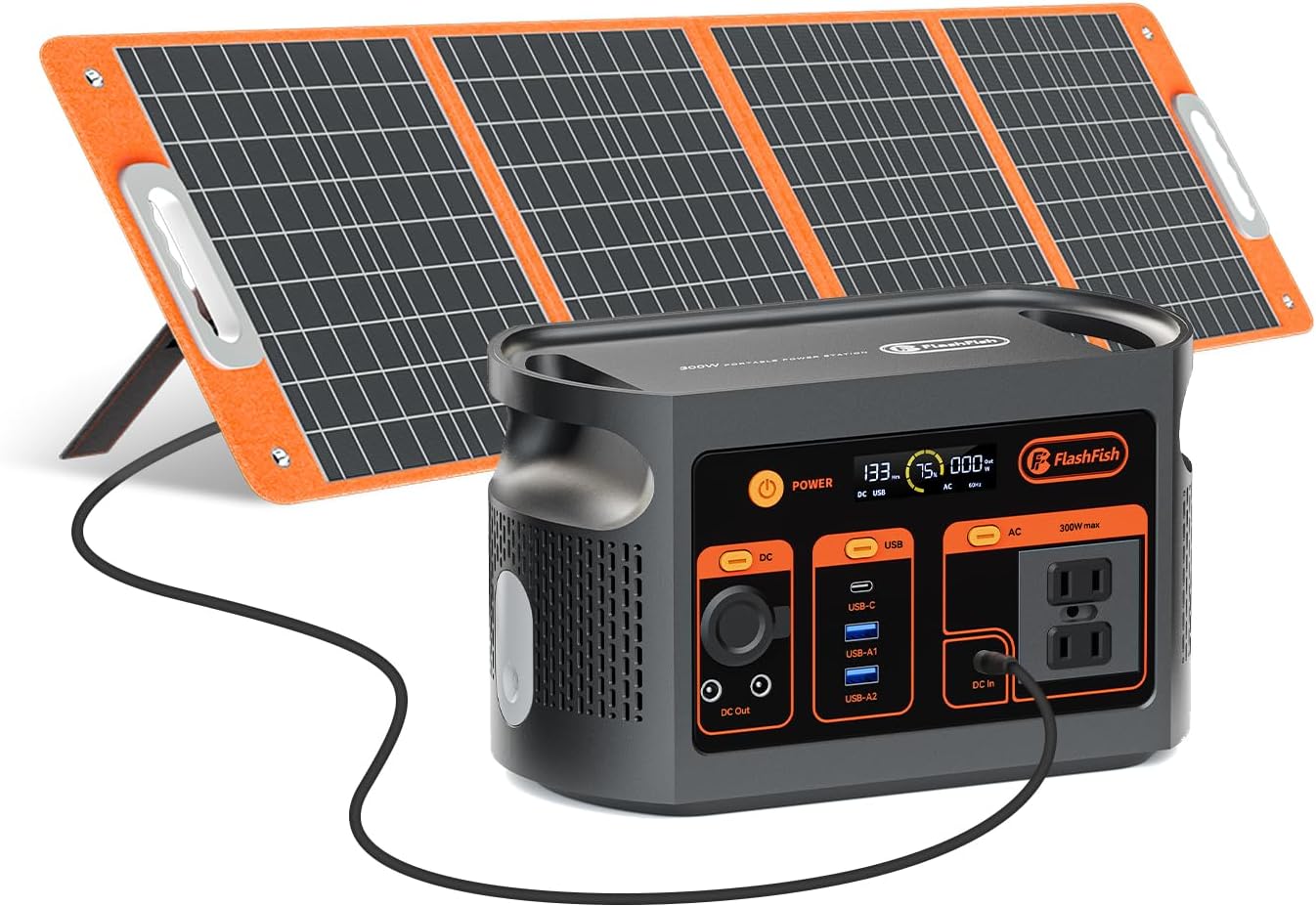 Solar Generator with Solar Panel Included, FF Flashfish 179Wh Portable Power Station+100W Foldable Solar Panel, Backup Power Battery and Solar Panel Kit for Home Blackout/RV/Camping