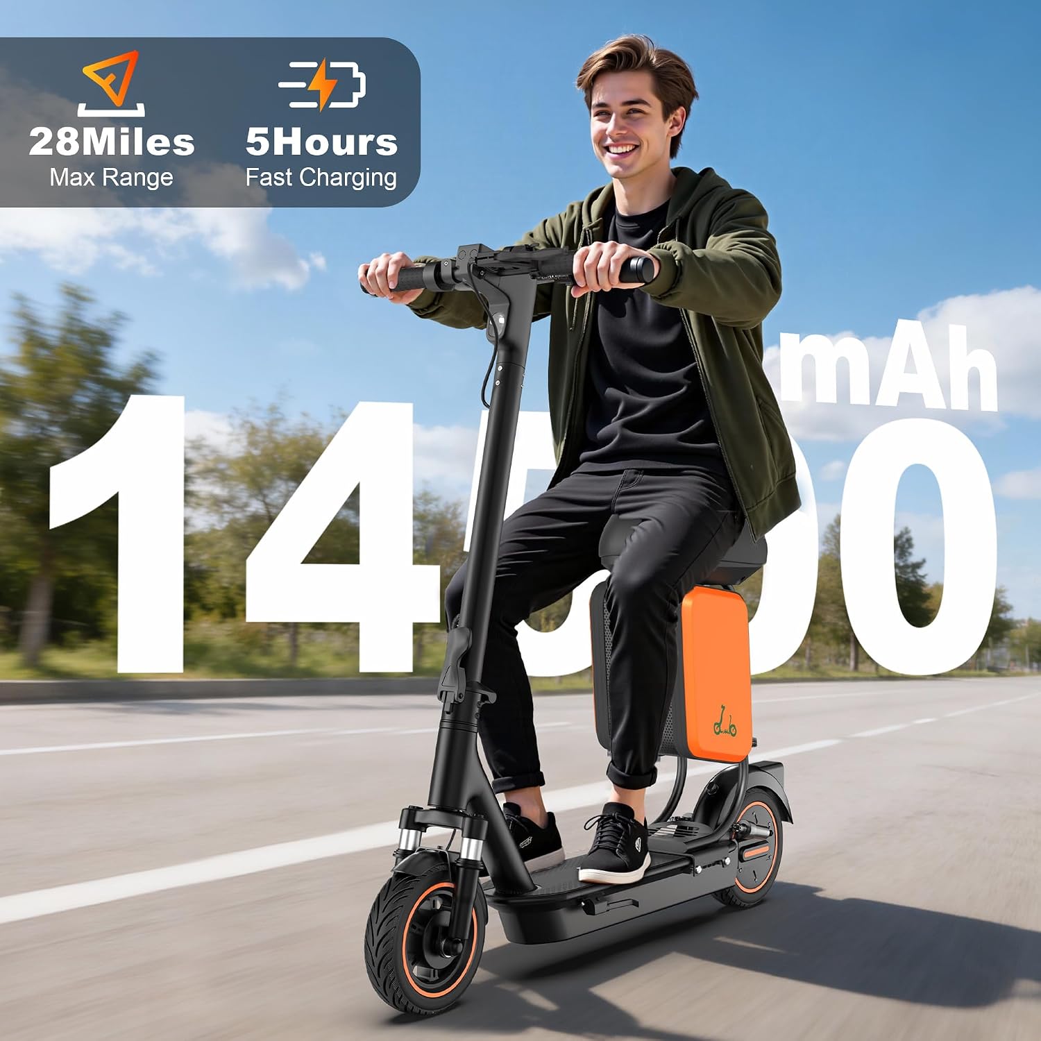 Electric Scooter, 350W/ 500W Motor, 19 MPH to 22MPH, 21 to 40 Miles Range, Dual Suspension, Dual Braking, App Control, Foldable Commuter E Scooter for Adults and Teens