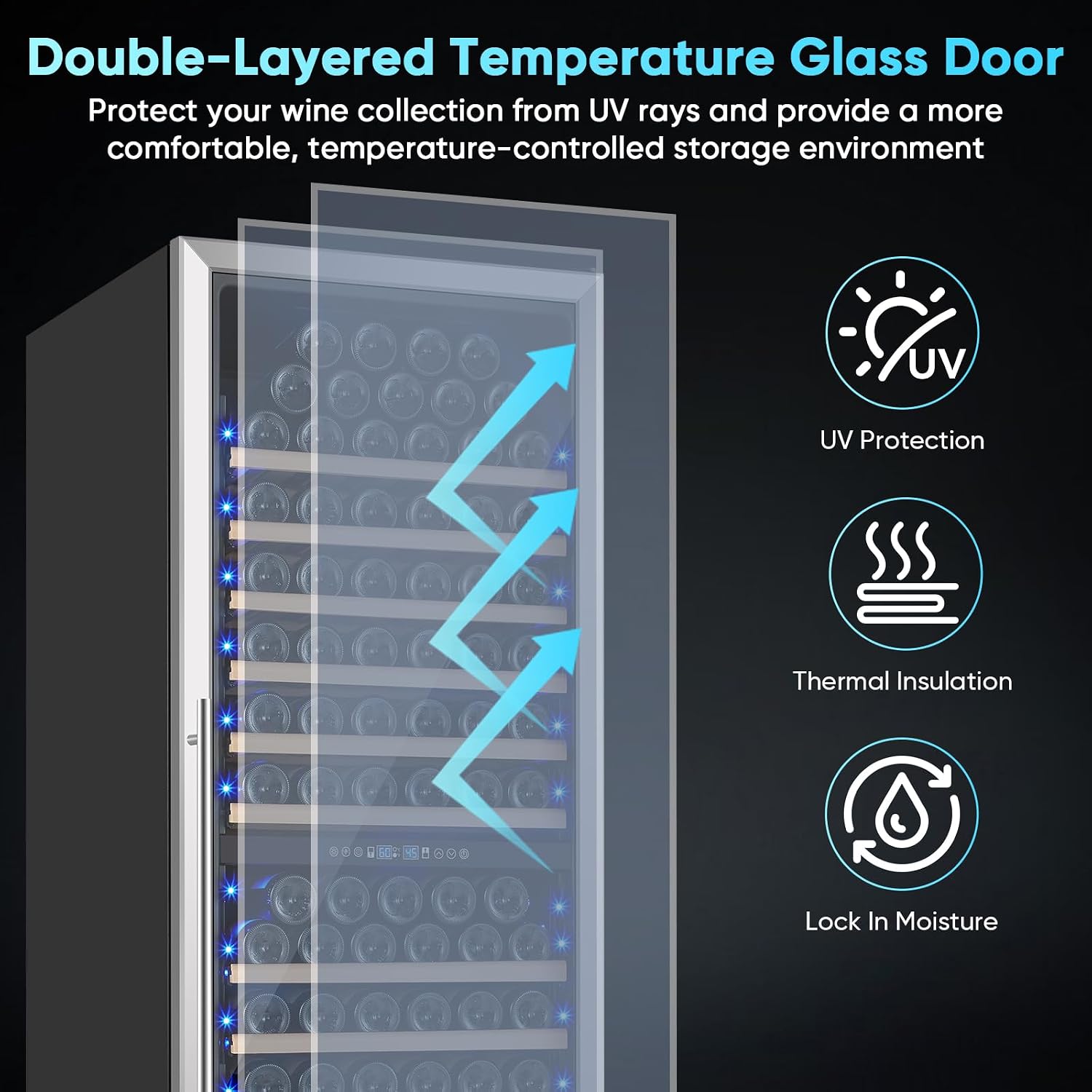 200 Bottle Wine Fridge Dual Zone, 24 Inch Wine Cooler Refrigerator Freestanding or Built-in, Professional Wine Cellar with Advanced Temperature Control and Compressor Cooling, Quiet Operation
