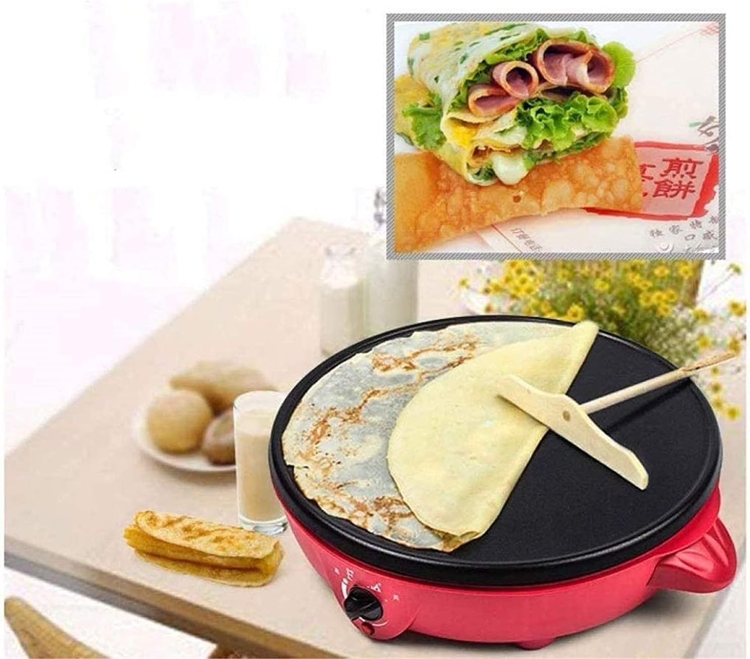 Electric Grill Indoor Electric Teppanyaki Grill Table Hot BBQ Plate for Kitchen Dinner Party Camping Festival Cooking 1100W (Color : Black)