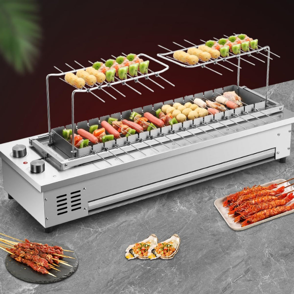 Commercial Barbecue Oven,Automatic Flip Grill,Commercial Korean BBQ Stove,Auto Roating Smokeless Searing Grill,Electric Korean BBQ Roaster,Temperature Adjustable,Roating,16 Skewers,220V