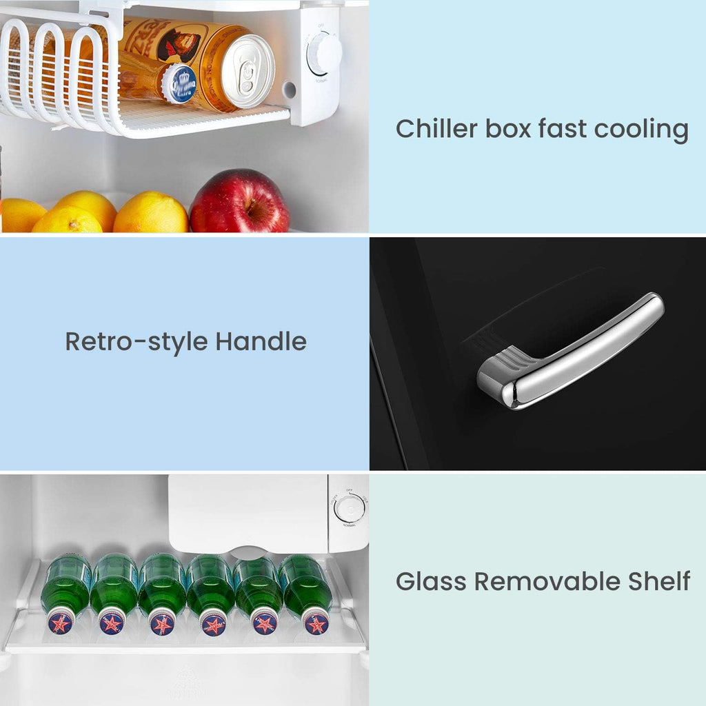 COMFEE' 1.6 Cubic Feet Solo Series Retro Refrigerator Sleek Appearance HIPS Interior, Energy Saving, Adjustable Legs, Temperature Thermostat Dial, Removable Shelf, Perfect for Home/Dorm/Garage [black]