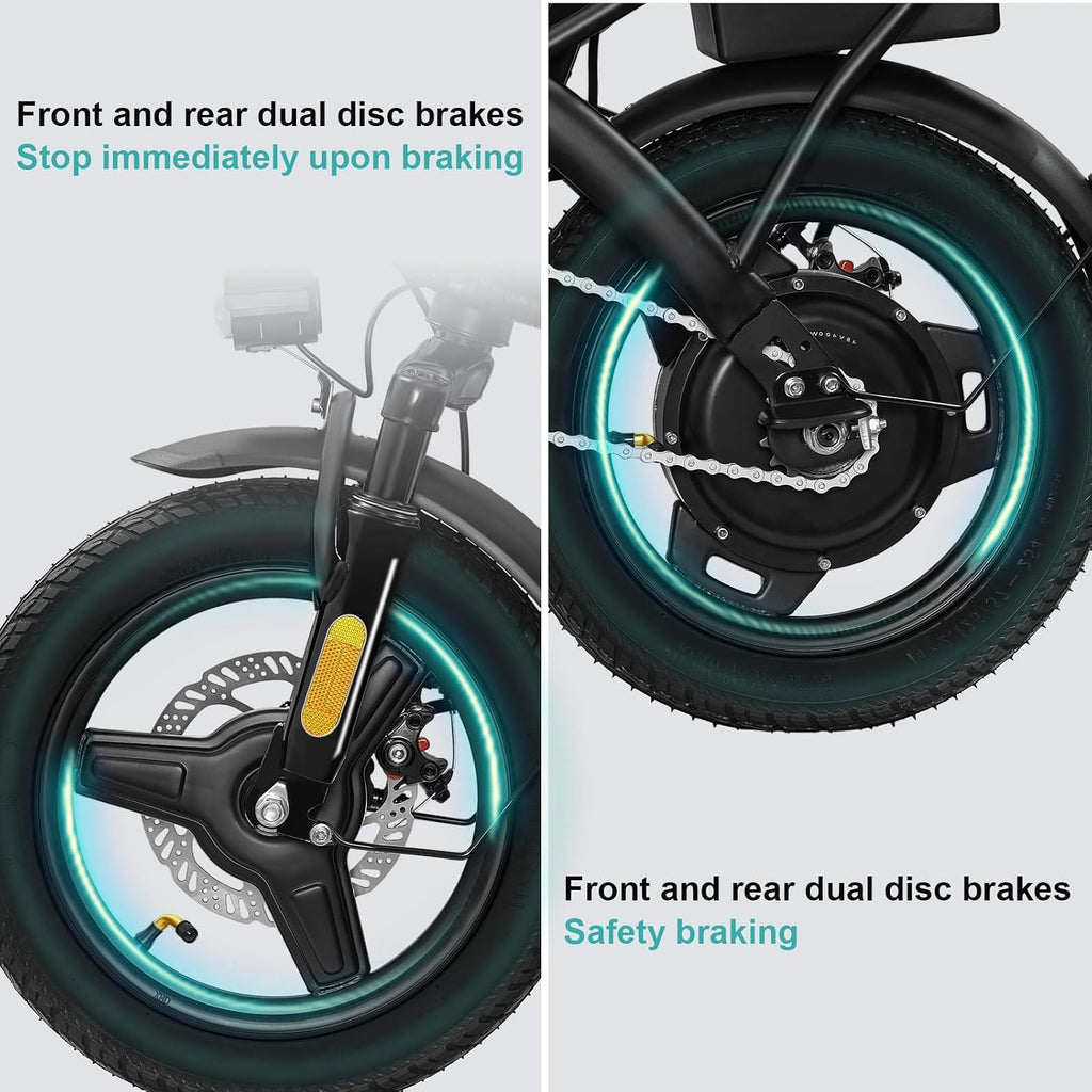 Electric Bike for Adults and Teens, Folding Ebike,Commuter City Foldable E Bike with 560W Motor and 48V 10Ah Battery, 24MPH Speed Pedals Assist, Dual Disc Brakes,14' Compact Electric Bicycles