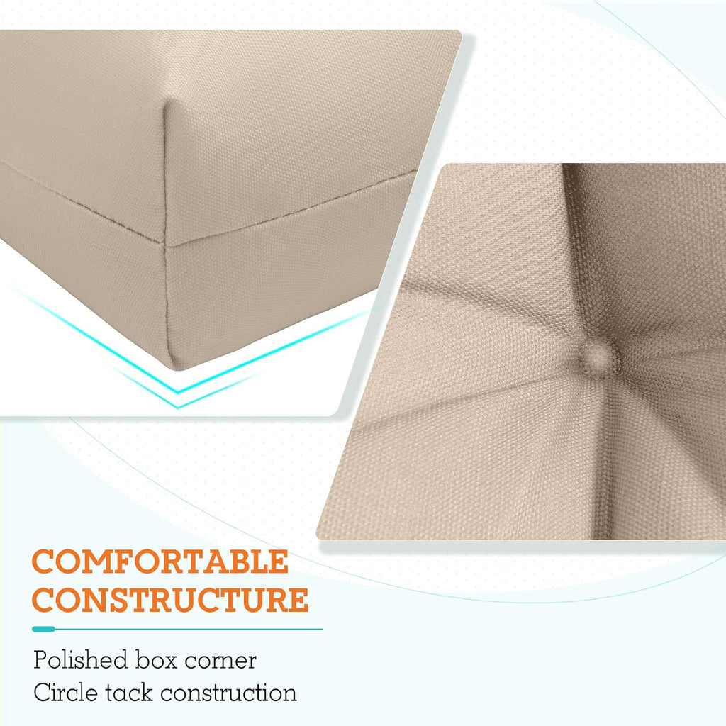 EAGLE PEAK Tufted Outdoor/Indoor High Back Patio Chair Cushions, Set of 2, 46'' x 22'', Beige