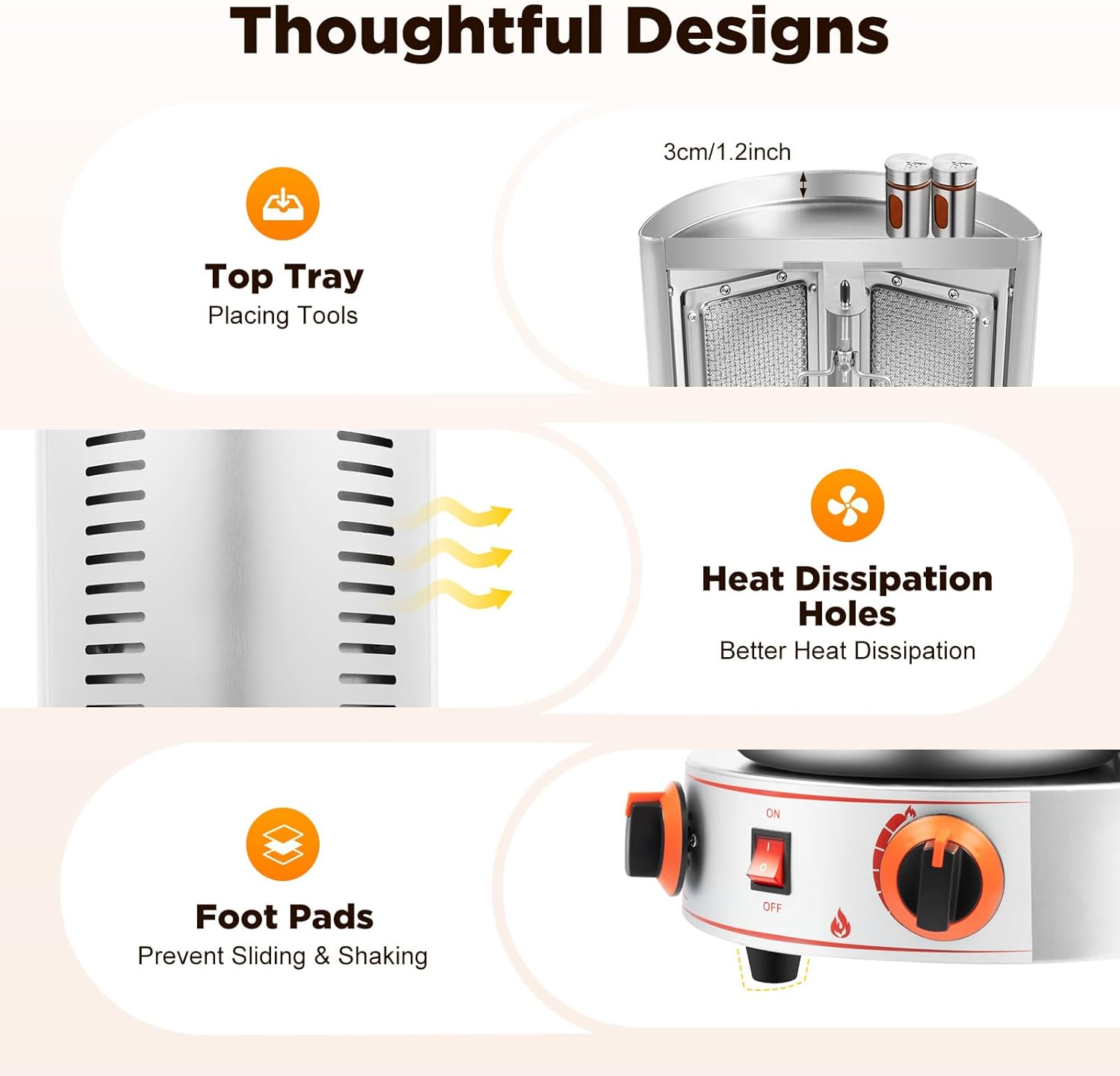 Gas Vertical Broiler BBQ Grill,Commercial Electric Grill Automatic Rotating Machine,Gyros Rotisserie Grill 3000W 110V w/2 Burners Doner Kebab Machine for party (2 Burners)