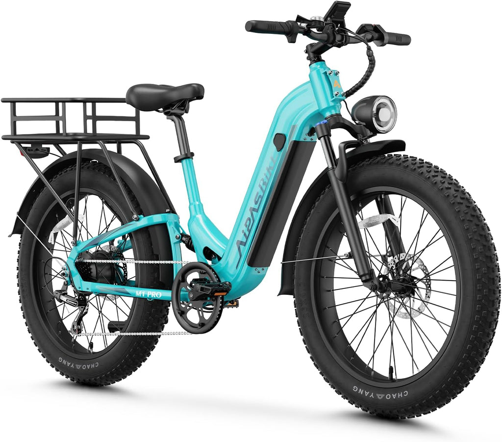 Aipas M1 Pro Electric Bike, 1800W Peak Motor Electric Bike for Adults, 26'' x 4.0'' Fat Tire Ebike, 48V 17.5Ah Electric Mountain Bike, 36MPH, 85 Miles Electric Bicycle, 7 Speed, 110NM with Rear Basket