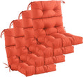 Outdoor Indoor High Back Chair Cushions Set of 4,Waterproof All-Weather Patio Adirondack Rocking Chair Cushions,Seat Back Chair Cushion for Outdoor Furniture with Ties,45x22 Inch, Orange