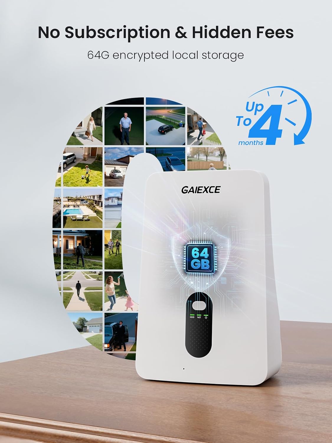 Solar Security Cameras Wireless Outdoor 4 Cam Kit Expadable to 10H, No Subscription Cameras for Home Security System, 64G Local Storage, 2.4G &5G WiFi, 2K Color Night Vision Two-Way Audio IP66