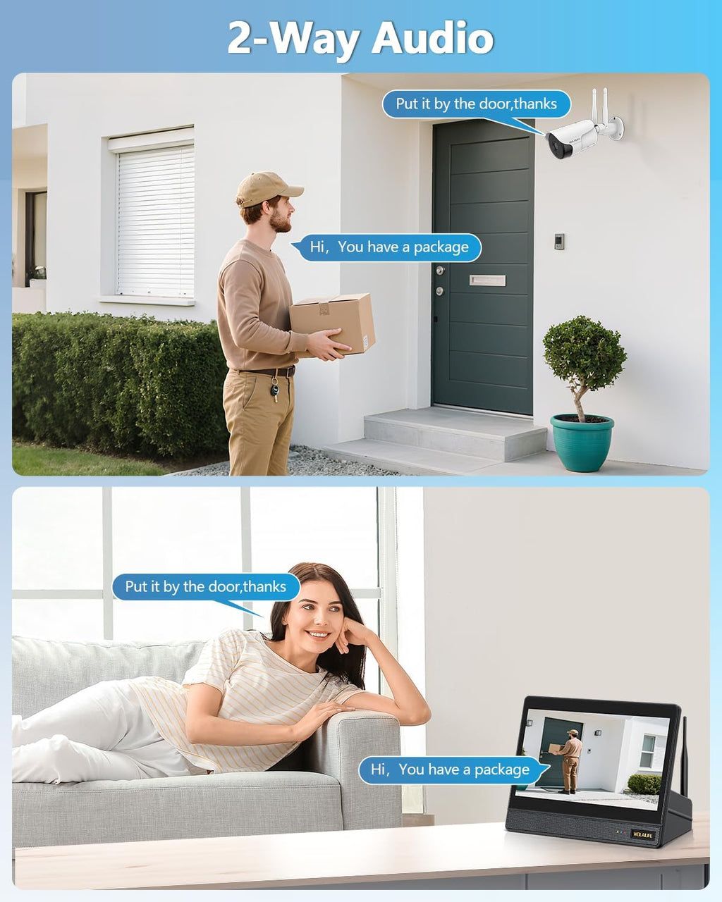 WEILAILIFE 5MP Wireless Security Camera System with 10' Monitor, Outdoor WiFi Home Video Cameras Systems Surveillance DVR Kits