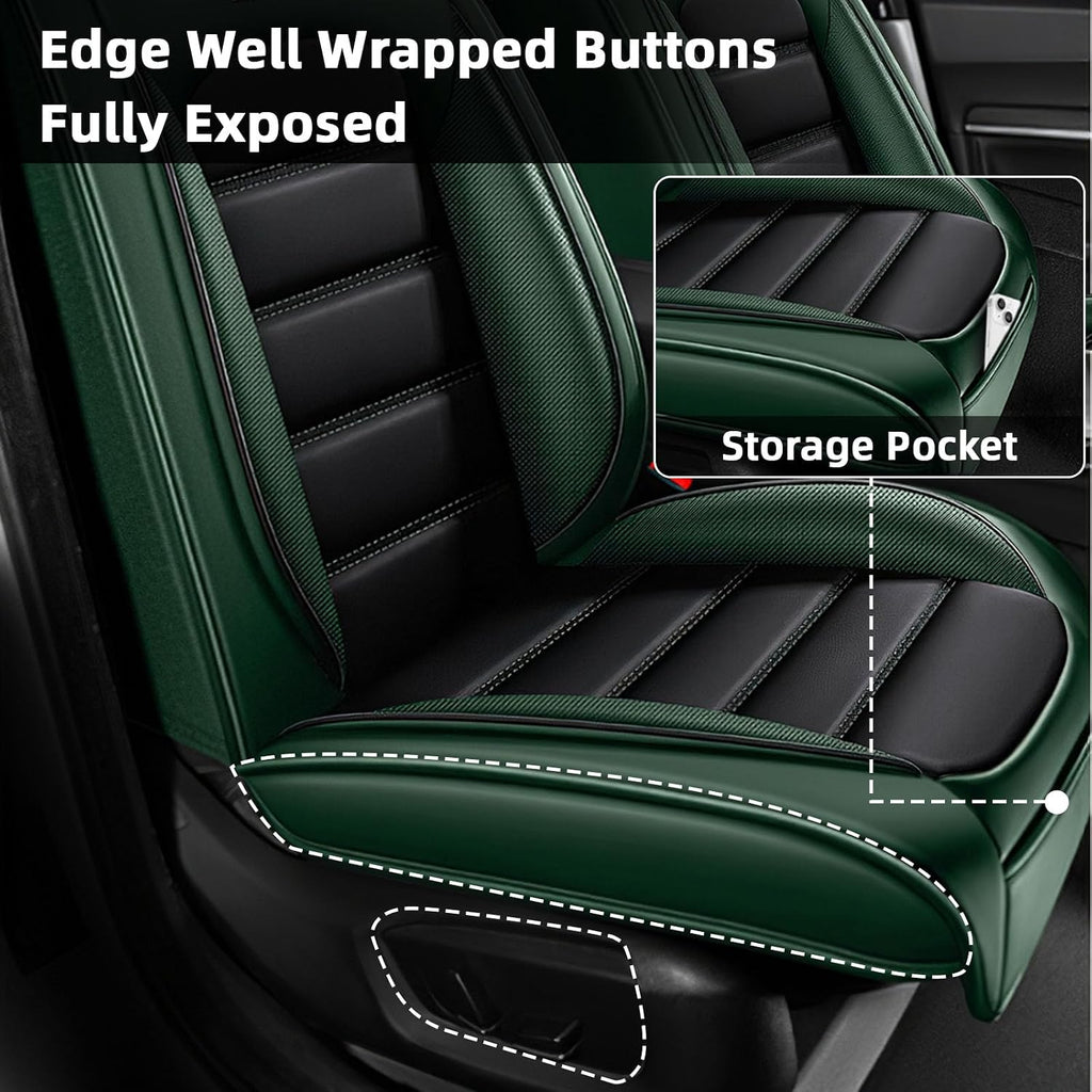 Car Seat Cover Fit for Volkswagen New Beetle 2000-2010,Compatible Airbag Non-Slip Waterproof Seat Cover,Car Seat Protector Premium Interior (Standard 2 Seats,Black Green)