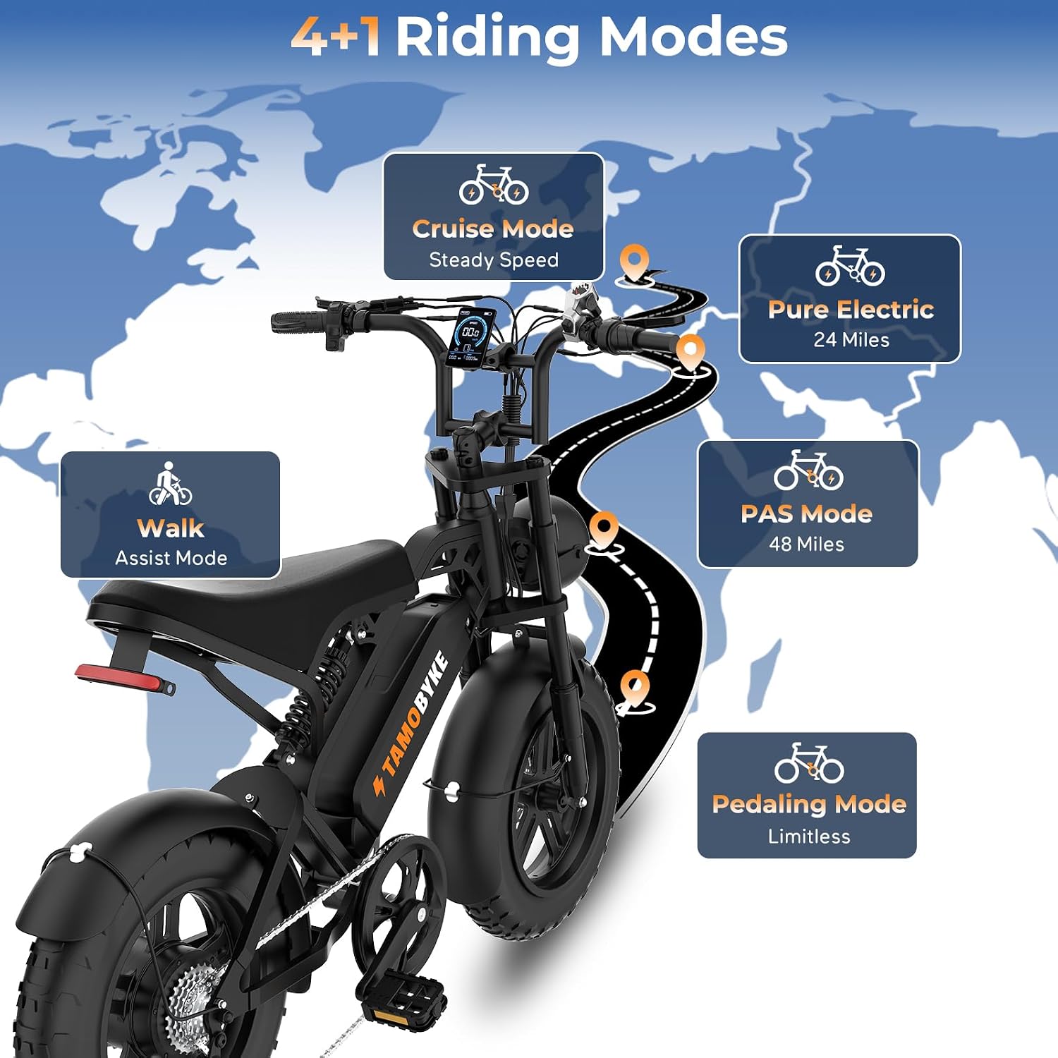 Tamobyke T16 Electric Bike for Teens & Childs, 1000W Motor 48V15.6Ah Removable Battery, 30MPH Off-Road Electric Bicycle,16'Fat Tire Ebike for Kids, 7-Speed,Dual Hydraulic Brakes, Fits Riders 5'0'-5'7'