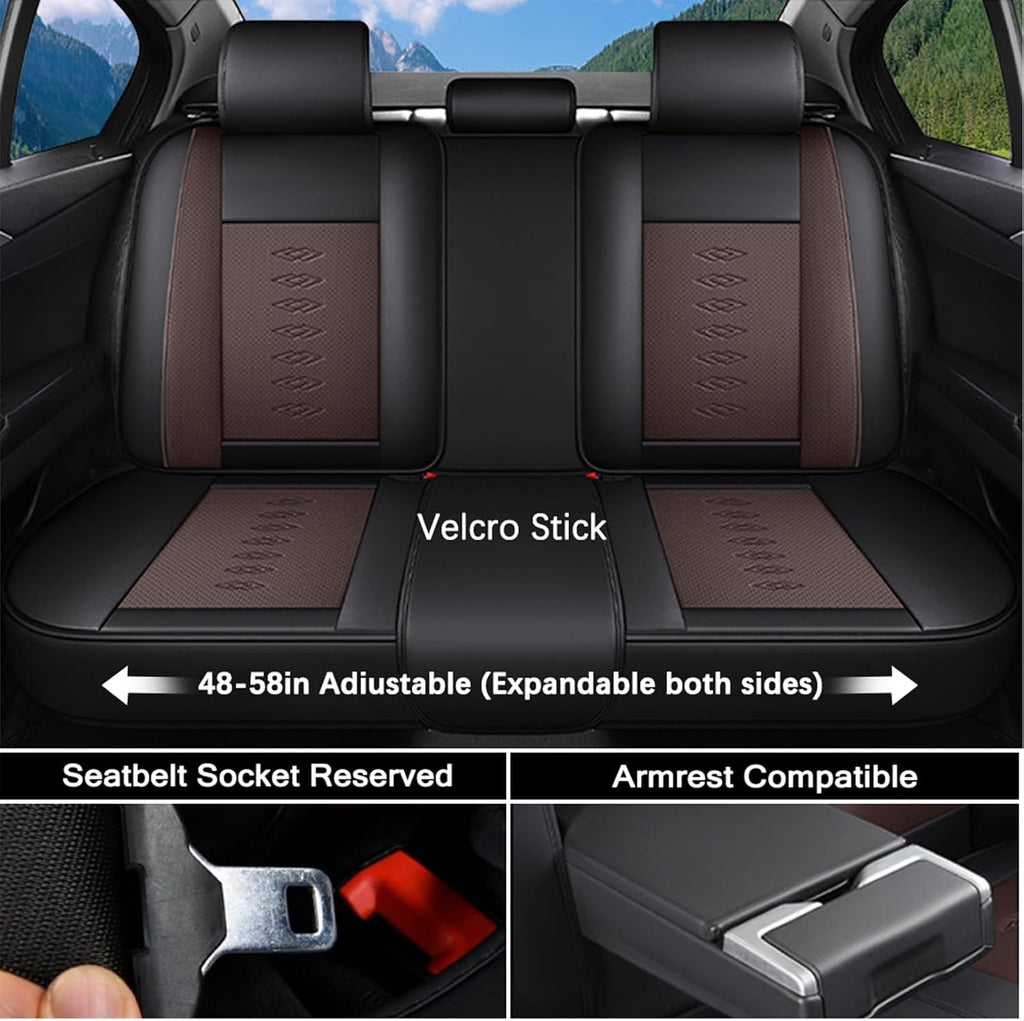 Leather Seat Covers for Hyundai Santa Cruz 2022-2025 2026,Car Seat Covers Full Set,Waterproof Car Seat Protectors with Airbag,Comfort Interior Cover Seats for Cars(Black+Brown,Pillows)