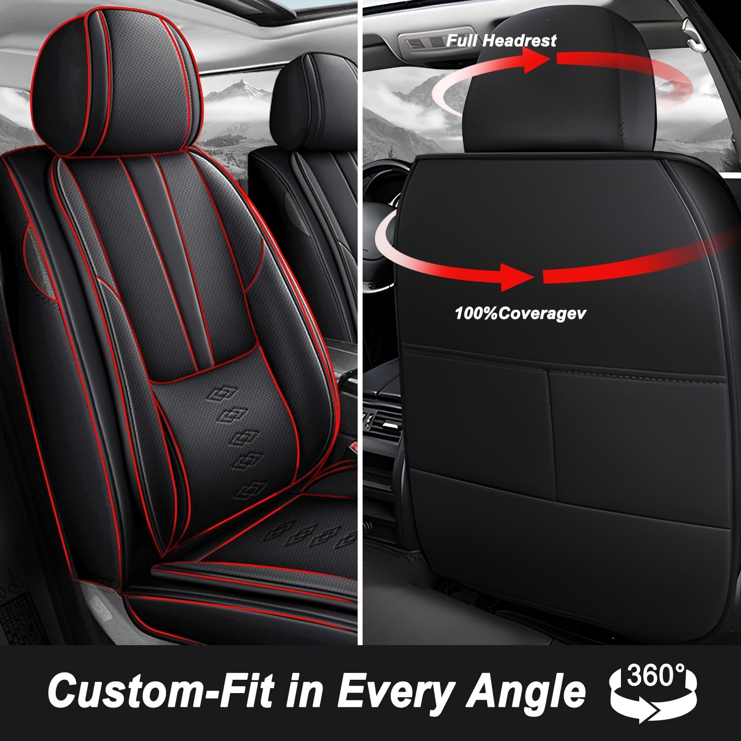 Car Seat Covers 2 Seats Fit for Mazda CX-90 2024 2025,Waterproof Leather Seat Covers,Airbag Compatible,Car Seat Protectors Interior Sets(Front Set,Black)