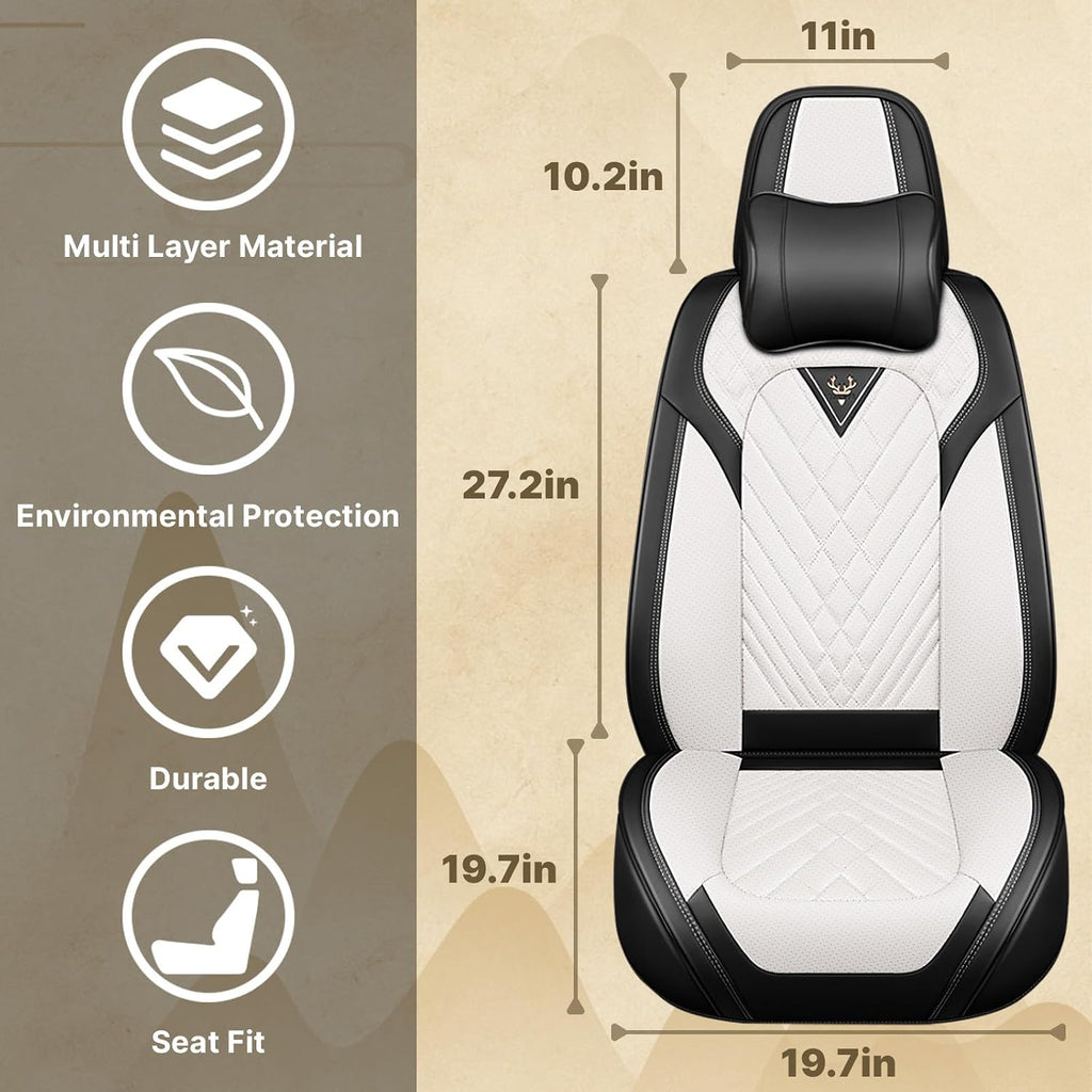 Fit for Honda Odyssey 2000-2026 Seat Covers, Fashion Sport Seat Cover with Waterproof Leather, Airbag Safe Design Seat Protector (2 Front Seat Luxury, Black White)
