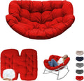Thickened Waterproof Papasan Rocking Chair Cushion, 6.3'' Patio Egg Chair Pad with Ties, Outdoor/Indoor Rattan Hammock Cushions for Porch, Garden, Balcony(Only Cushion no Chair) (Red)