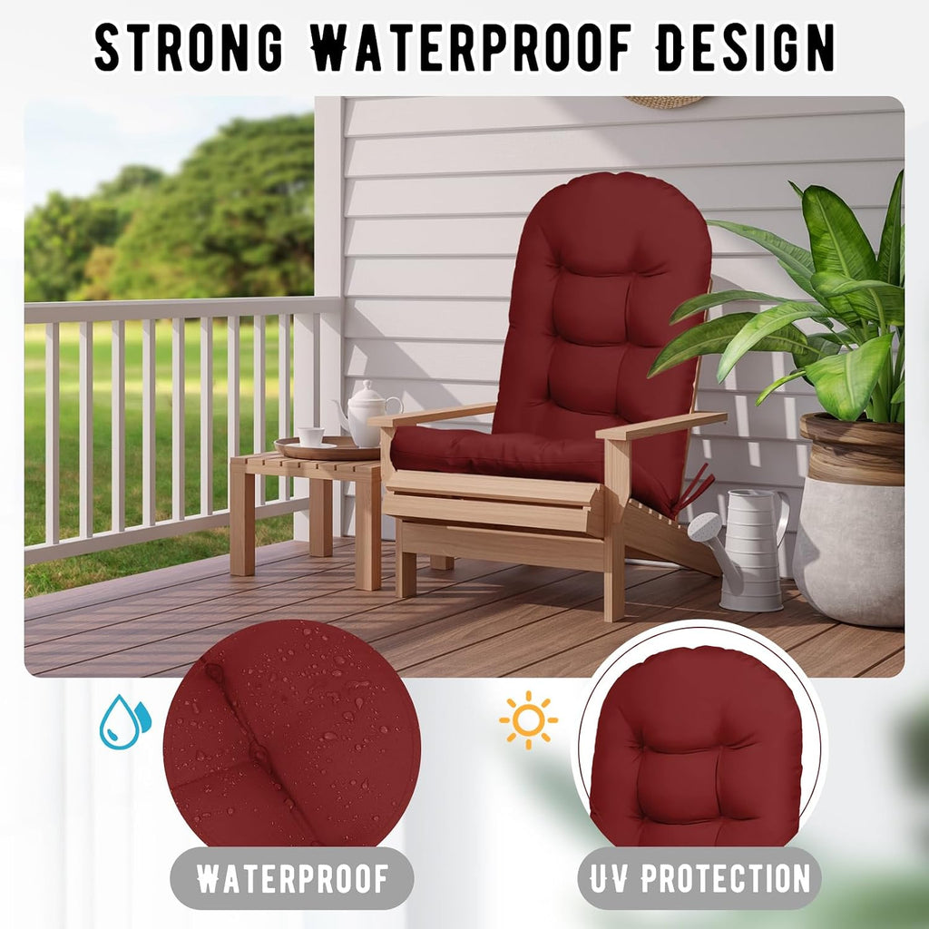 4 Pack Adirondack Chair Cushion, Waterproof Rocking Chair Cushion - Fade Resistant Patio Furniture Cushions, Thickened Patio Chair Pad for Outdoor and Indoor, 49x20x5 Inch