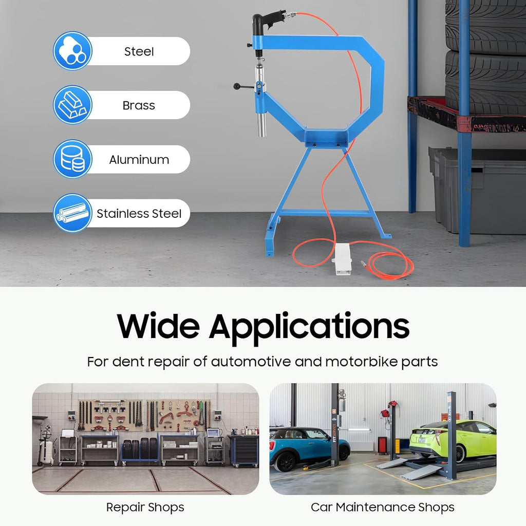 4' Pneumatic Planishing Hammer, 875-1350RPM Planishing Hammer Bending Machine 1 '2 '3 'Anvil Size Sheet Metal Shaping Machine 50-100PSI Airpress Tool Polierhammer with Stand & Pedal for Industrial