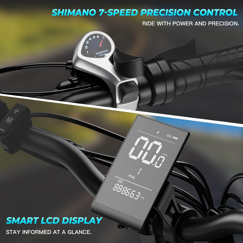 Foldable Electric Bike, Peak 983W Motor Ebike, 40-70 Miles & 20 MPH, 48V Removable Battery, 20' Fat Tire All-Terrain Electric Bicycle for Adults with 7-Speed, Suspension, Rear Rack, UL2849 Certified