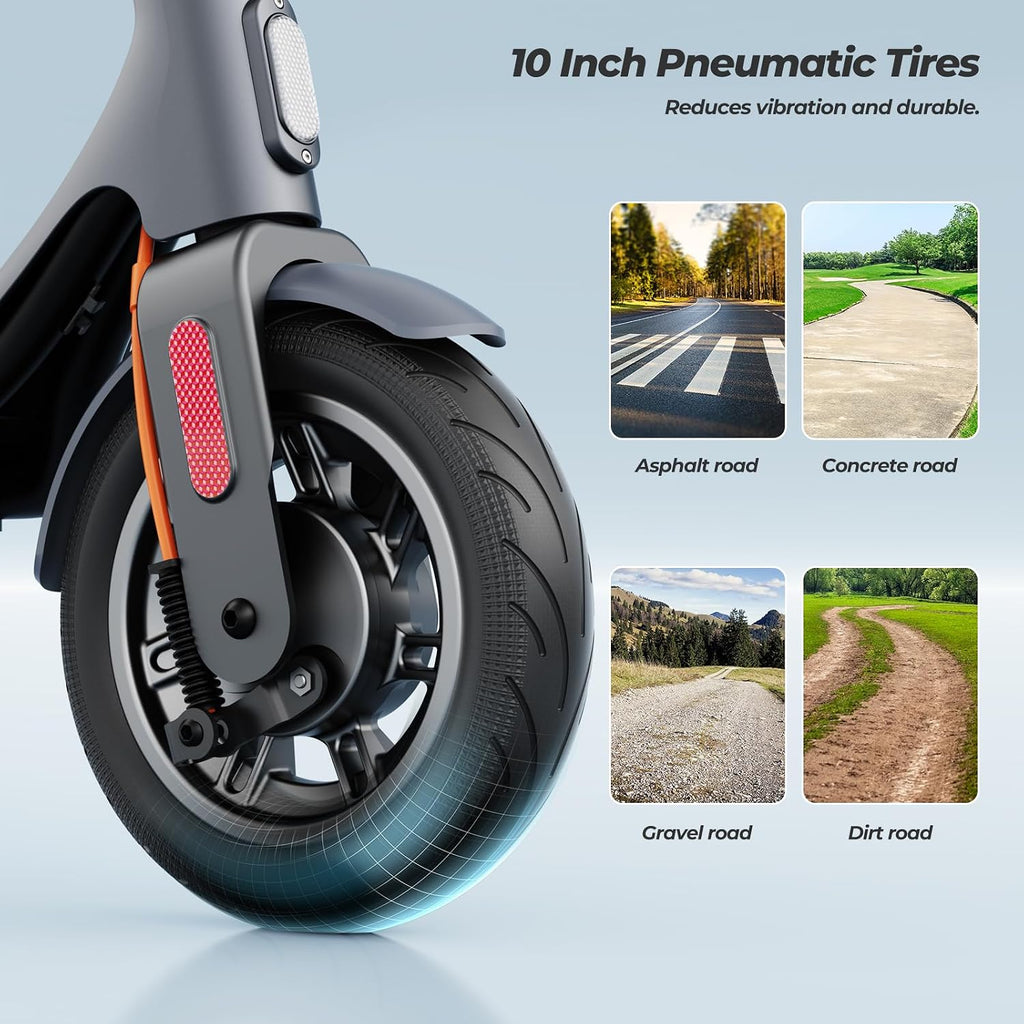 MEGAWHEELS Electric Scooter,Electric Scooter Adults Teens,10in Pneumatic Tires,350/500/600W Motor,19/31 Miles Range,15.5mph E Scooter with Smart APP Control for Commuting, Outdoor, Short Travel Gift