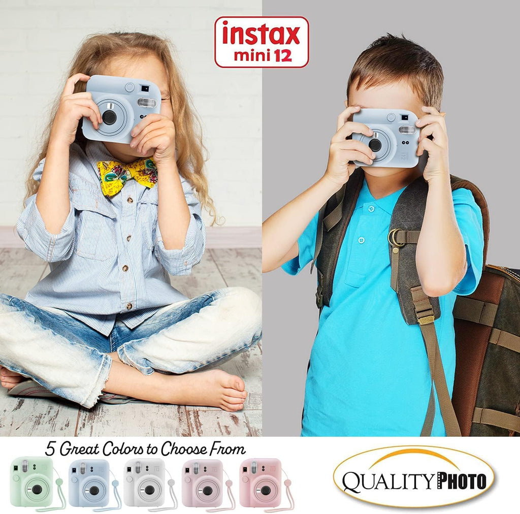 Fujifilm Instax Mini 12 Instant Camera + 40 Photo Prints + Quality Photo Value Bundle, Case, Decoration Stickers, Frames, Photo Album, (Pastel Blue)