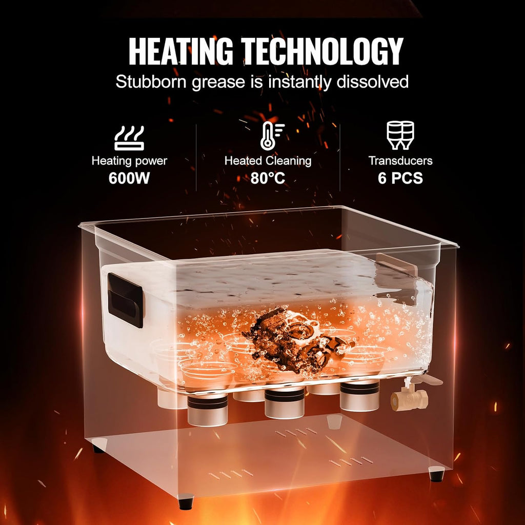 VEVOR 15L Sonic Cleaner, 360W Digital Ultrasonic Cleaning Machine with Upgraded Degassing and Gentle Mode, 40kHz Industrial Ultrasound Cleaner with Timer and Heater for Retainer Jewelry Tools