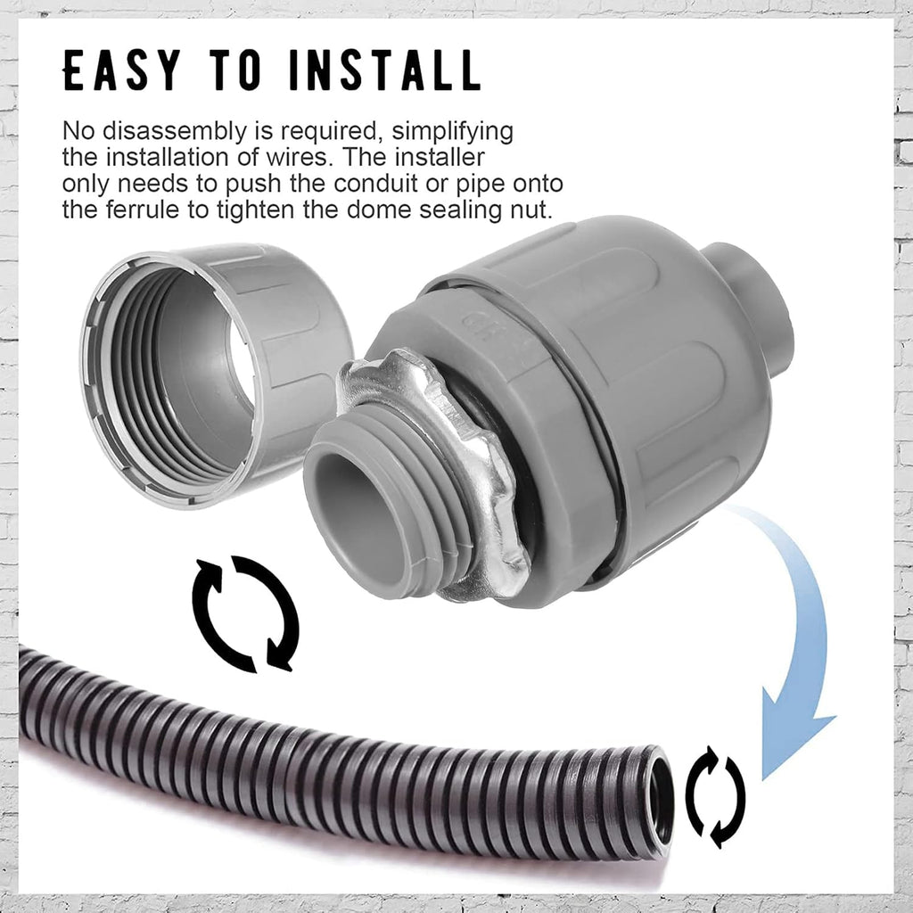 Maitys 1/2 Inch Liquid Tight Connector PVC Electrical Conduit Fittings Straight 180 Degree Flexible Conduit Connector for Home Kitchen Bathroom Tube Tool Supplies(200 Pcs)