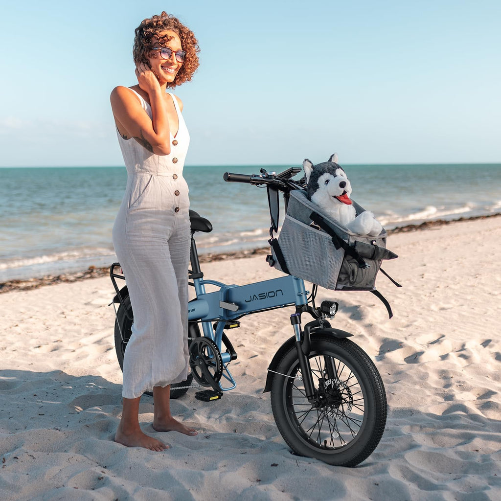 Jasion EBS Folding Electric Bike for Adults, Compact Portable 20' Fat Tire Ebike with 1200W Peak Motor, 48V Removable Battery, 25 MPH 50 Miles Aluminum Frame E-Bike Suitable for Trunk, RV, Apartment