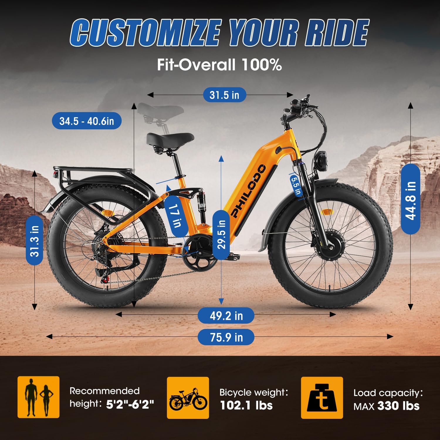 Falcon 60V 32Ah Off-Road Electric Bike Dual Motor Hunting Ebike, Fat Tire Full Suspension Dirt Bike for Adults, Long Range Snow/Sand Electric Bicycle