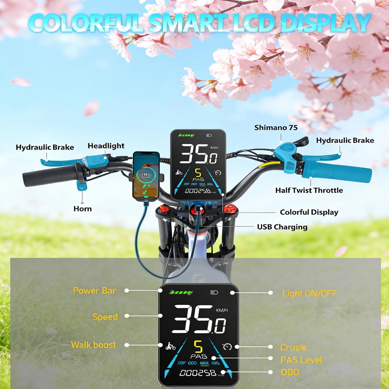 eAhora 2026 Latest Juliet Pro 2 5400W Dual Motor Electric Bike for Adults 43MPH 60V 70Ah 220+Miles Long Range Electric Bicycle 20' Fat Tire Full Suspension Mountain E-Bike All Terrain APP Control