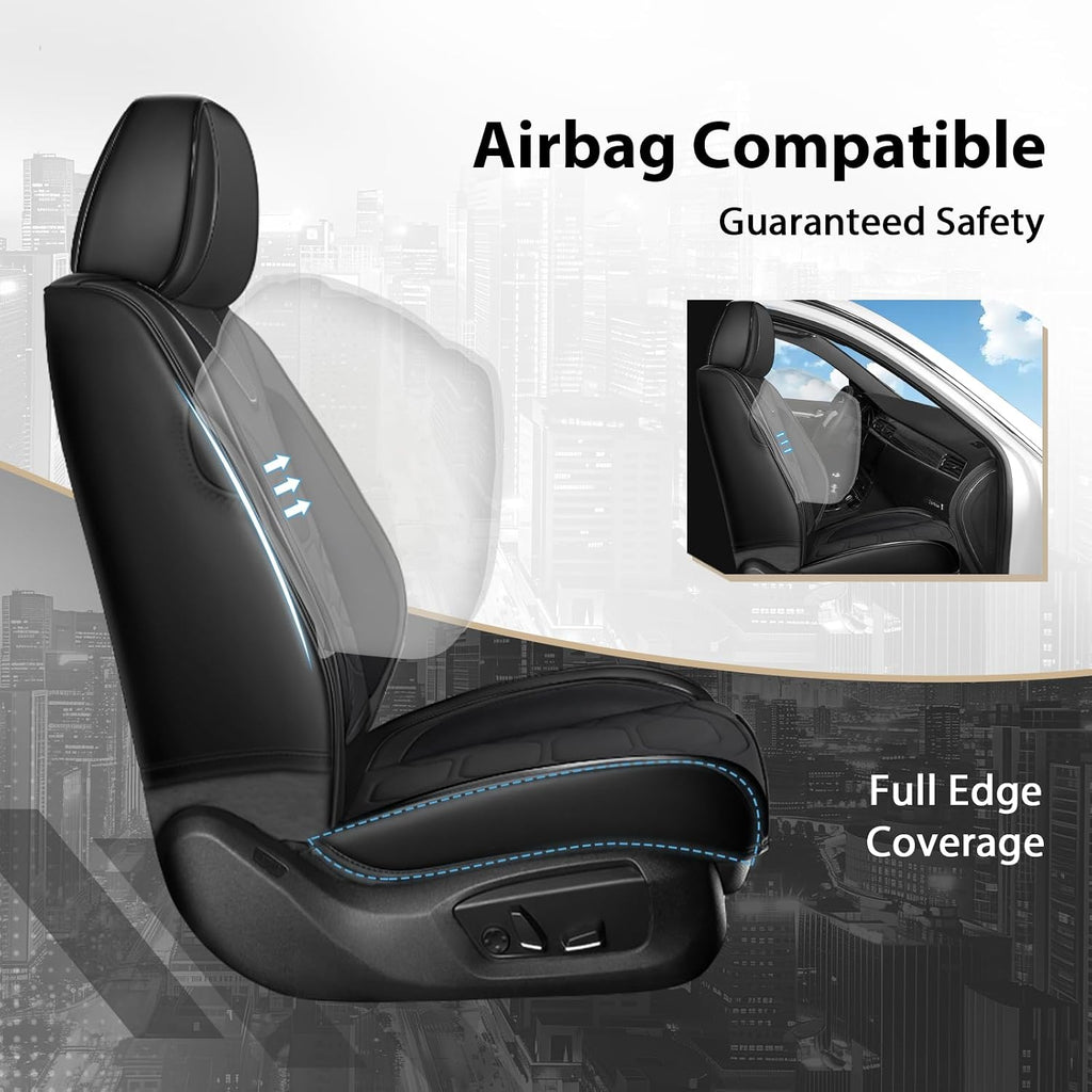 Car Seat Covers Full Set for Honda Civic 2000-2025,Durable Waterproof Luxury Universal,Easy to Install Napa Leather Cover Set for Cars,Full Seats,Black