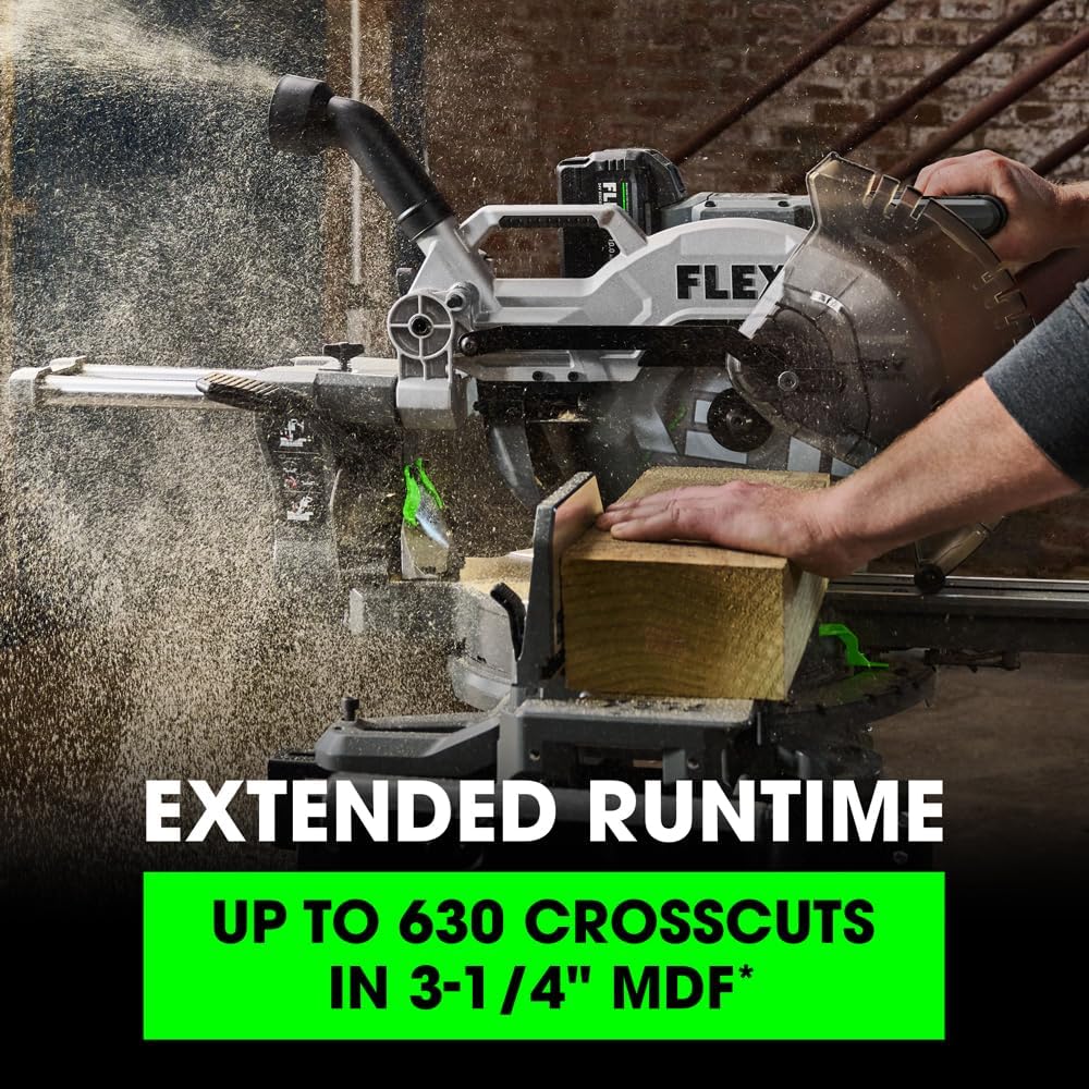 FLEX 24V Brushless Cordless 12-Inch Dual Bevel Sliding Miter Saw Kit with 10.0Ah Stacked Lithium Battery and 280W Rapid Charger - FX7141A-1J