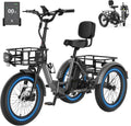 MOONCOOL Electric Trike for Adults, 500W/750W 48V Electric Tricycle for Adults, 20'x3.0' Fat Tire 3 Wheel Electric Bike, Folding Aluminum Adult Tricycle with Removable Battery
