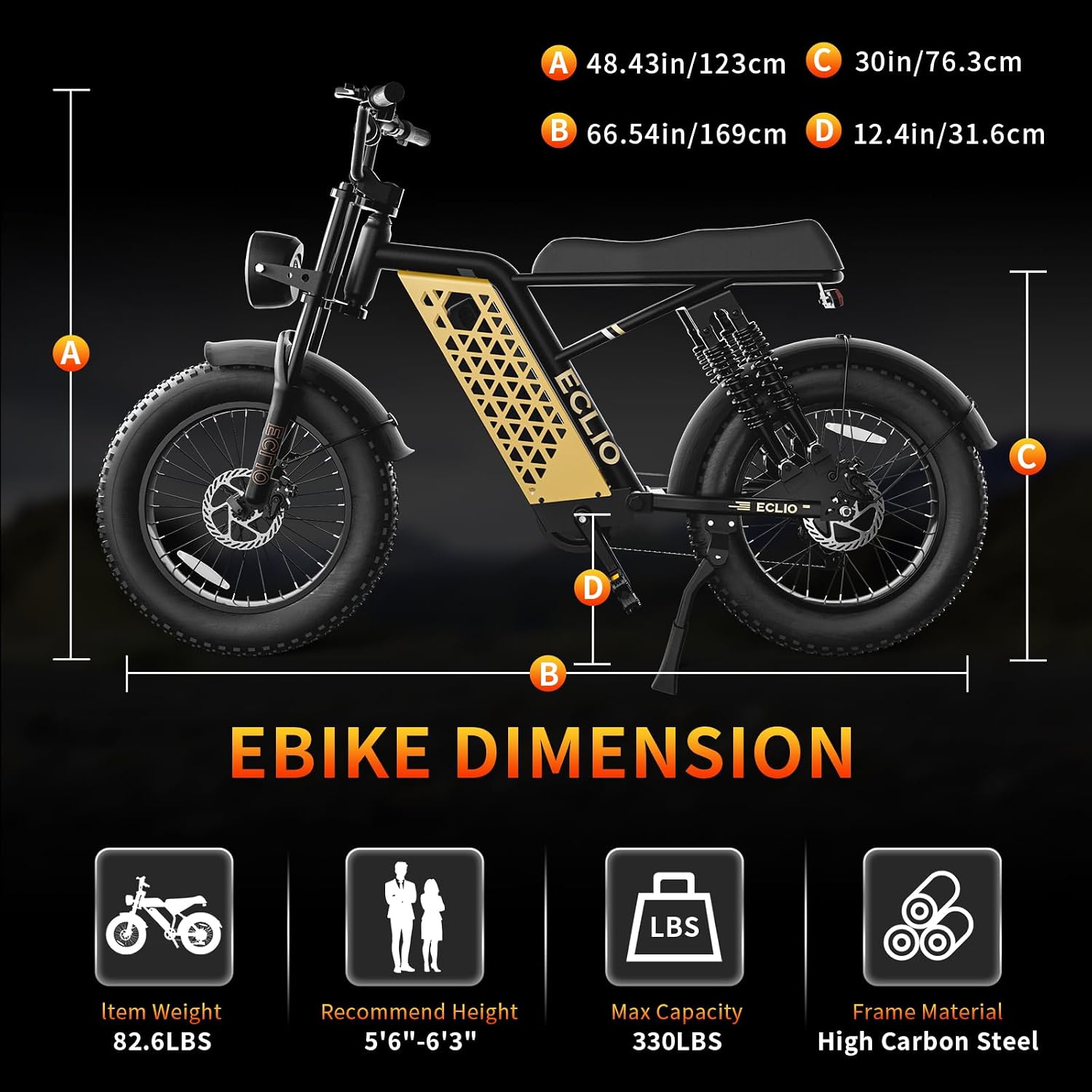 DDC SPORT Electric Bike for Adults, Peak 1000W Motor 28MPH, 48V 13Ah Battery 50Miles Ebike, 20'' Fat Tire Electric Dirt Bike for All Terrain, Off Road Mounatin Moped E-Bike, Full Suspension, 7-Speed