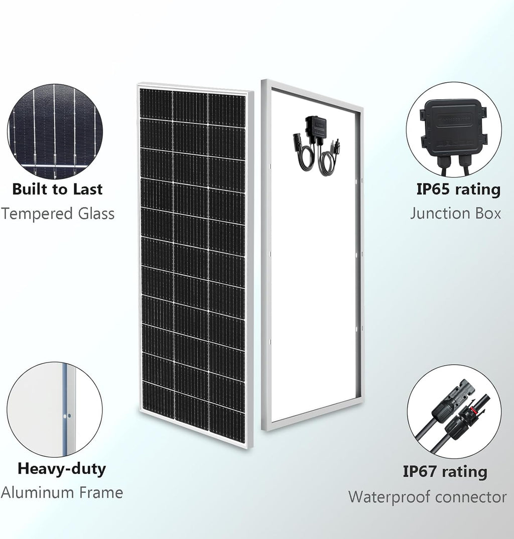 200 Watt 12Volt/24Volt Solar Panel Starter Kit 2PCS 105W Monocrystalline Module 20A Charge Controller for RV, Boats, Trailer, Camper,Cabin Off-Grid System(200W Solar kit)