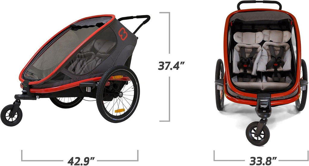 Hamax Outback Two Seat Reclining Multi-Sport Child Bike Trailer + Stroller (Jogger Wheel Sold Separately)