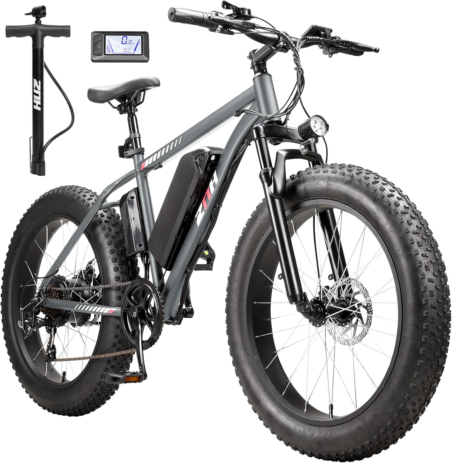 ZNH 750W|1000w Electric Bike for Adults, 48V 13Ah Removable Battery, 24' x 4.0' Fat Tire E-Bike, Up to 80 Miles, 7-Speed, Hydraulic Suspension, LCD Display, UL 2849 Certified
