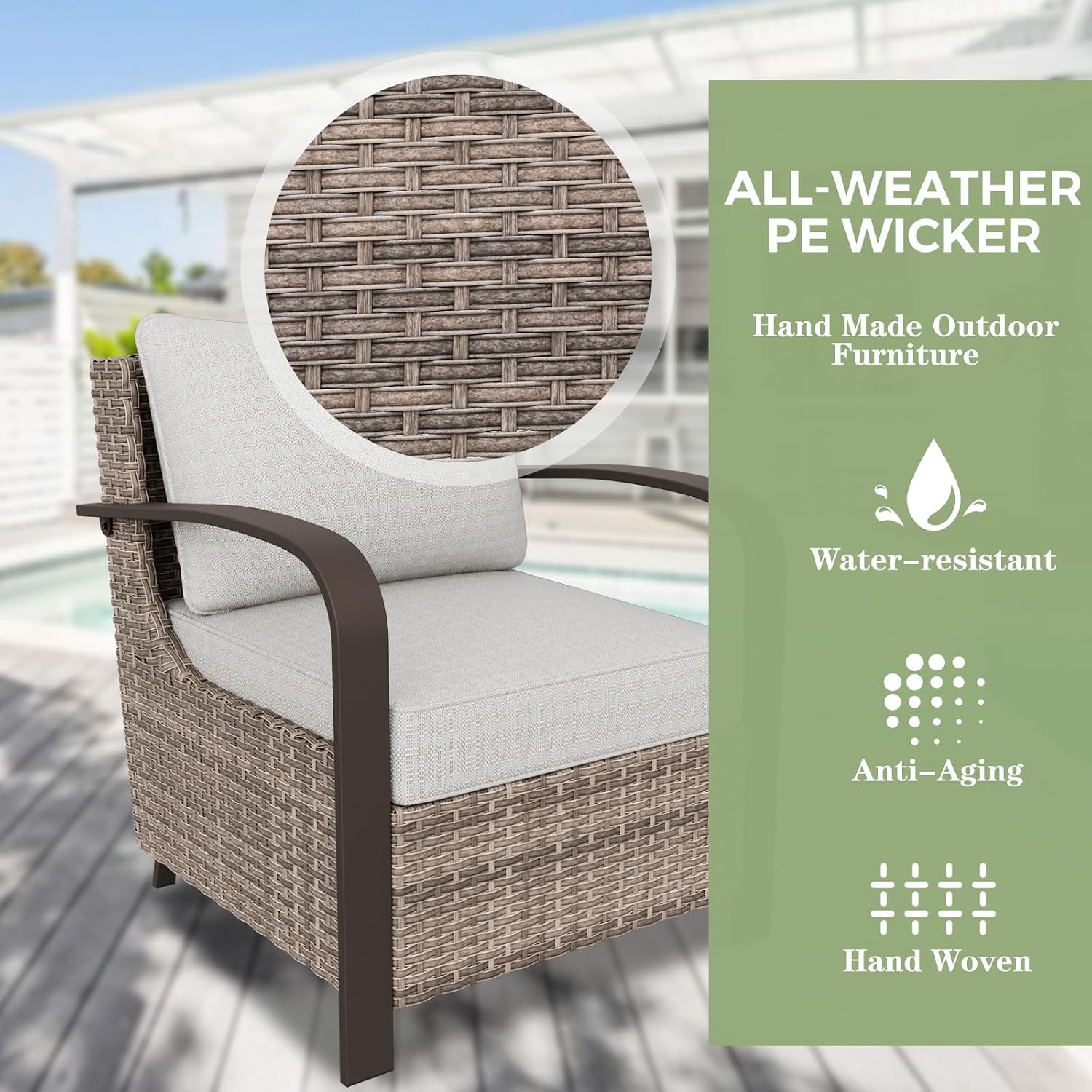EAGLE PEAK Coastal Vista Outdoor Swivel Wicker Rocker with Deep Seating, Patio Glider Rocking Chair, Contains 1 Chair, Beige