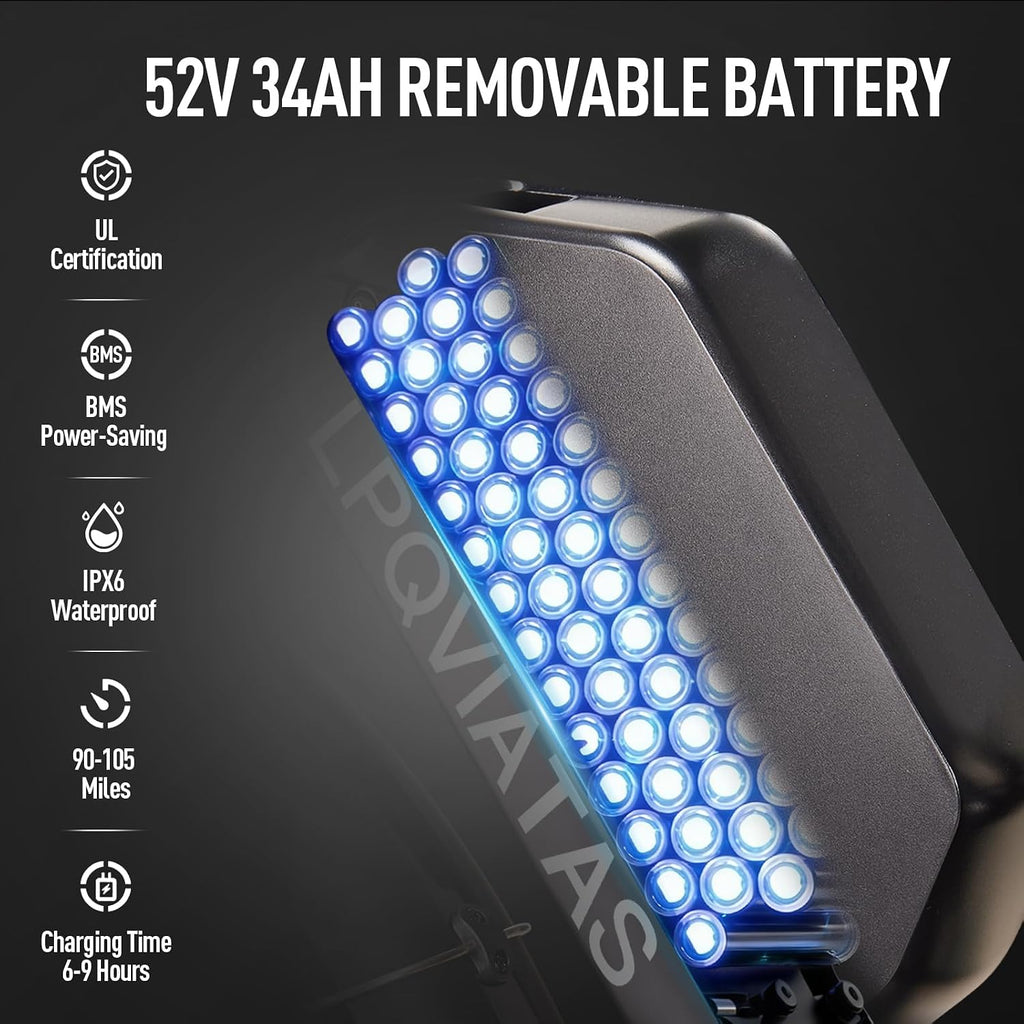 Peak-9000W-Dual-Motor-Ebike Adults Men, 52V 34Ah 1768Wh Battery,24' x 4.0' Fat-Tire- Electric-Mountain-Bicycle 47MPH Full-Lockable-Suspension-Ebike 105 Miles Range Hydraulic Disc Brake
