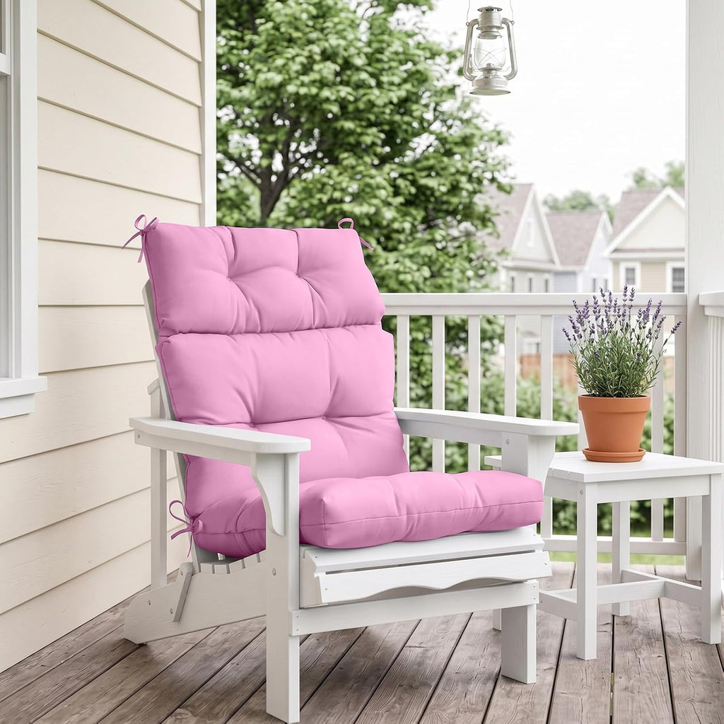 EAGLE PEAK Tufted Outdoor/Indoor High Back Patio Chair Cushions, Set of 2, 46'' x 22'', Pink