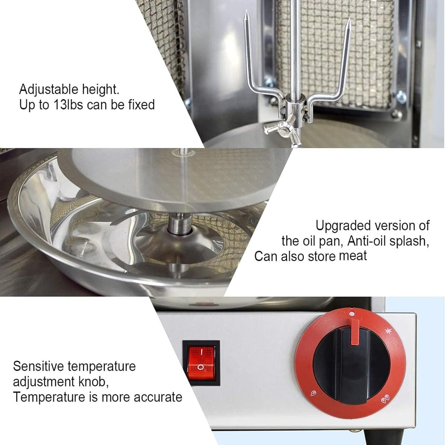 Electric Doner Kebab Machine|Electric Cooking Grill Barbecue Machine|360° Rotating Vertical Rotissery|Vertical Kebab Burner|Temperature Switch|with Electric Kebab Cutter