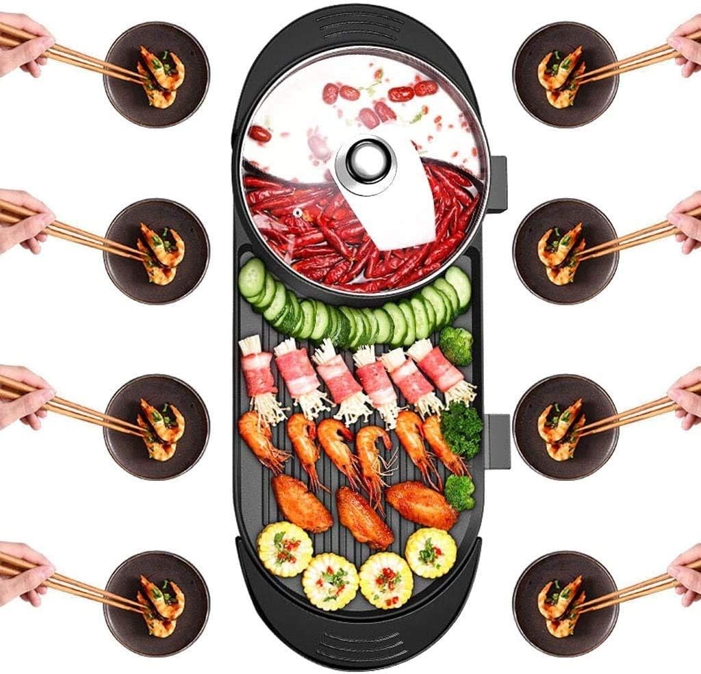 Barbecue Grill Electric Barbecue Hotpot Grill Smokeless Bakeware Grilled Hot Pot Large Non-stick Barbecue Machine Kebab Grill Korean Indoor