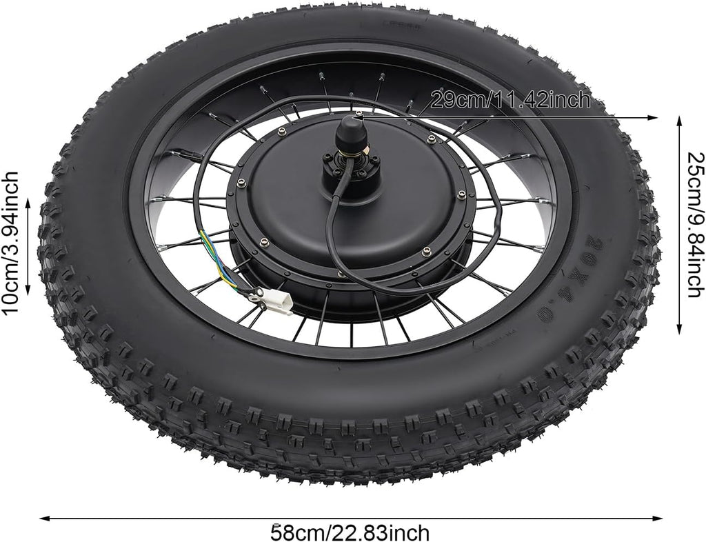 20' 48V 1500W E-Bike Rear Wheel Conversion Kit, Snow Bike Electric Bicycle Fat Snow Tire Motor Kit Brushless Gearless Rear Wheel Hub Motor w/ LCD Display for Mountain Bikes, Variable-Speed Bikes