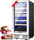 BODEGA 15 Inch Wine Fridge, 30 Bottles Dual Zone Wine Cooler, 41-68°F Wine Refrigerators Free standing, Soft LED Dual Zone Wine Fridge, Built-in or Freestanding for Home/Bar/Kitchen (3.2 cu.ft), Black